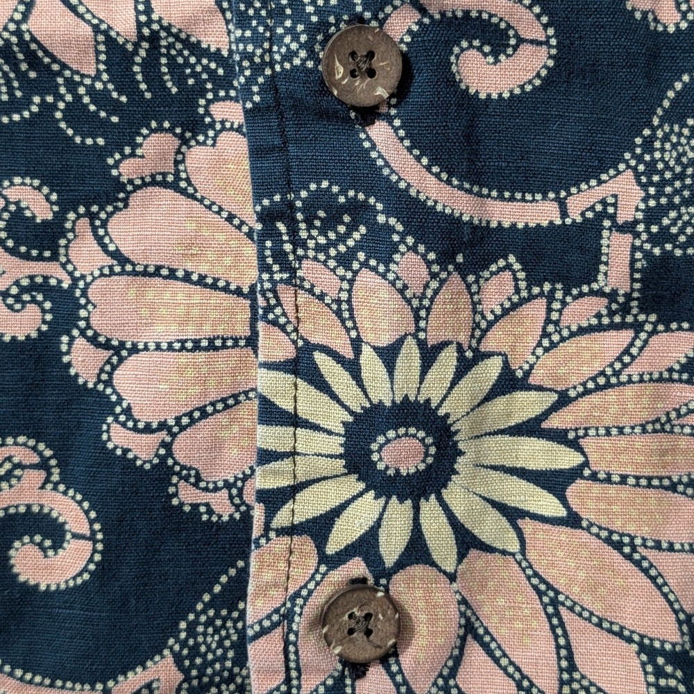 Nautica Jeans Co Floral Button Up Shirt XL Linen Cotton Camp Shirt Y2K - Picture 4 of 12